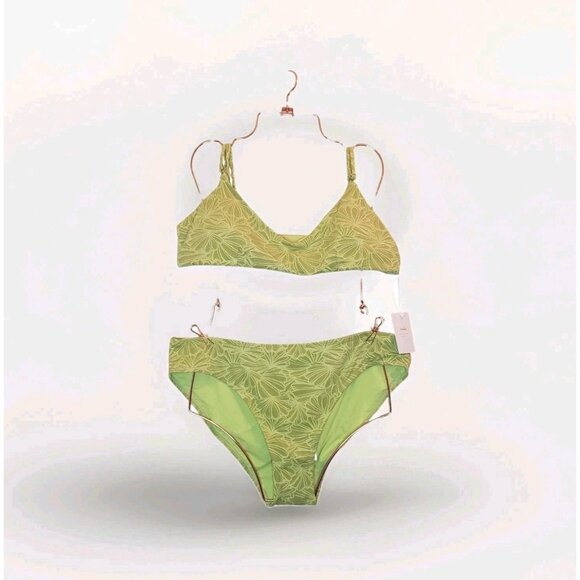 Andie Other - Andie Swim The Molokai Top & The Bikini Bottom Size XL Textured Floral Daiquiri